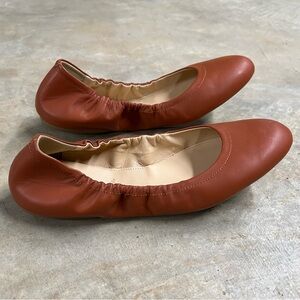 J.Crew Brown Emma Ballet Flats Leather in Cognac Size 6.5